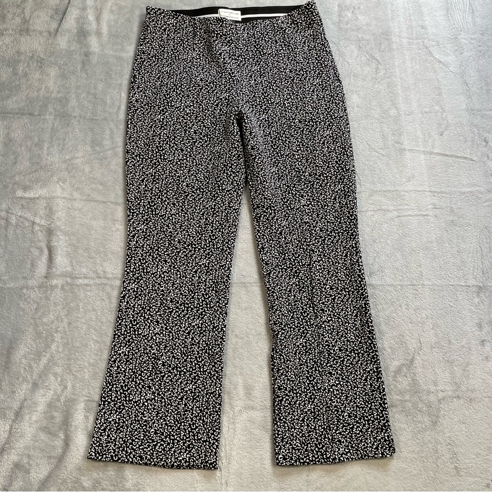 Anthropologie Pants Small Essential Crop Flare Trouser Textured Micro Leopard